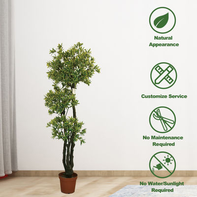 Restaurant Balcony Artificial Podocarpus Tree Faux Green Plant 1.6m No Nursing