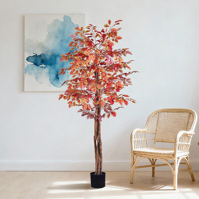 Artificial Autumn Color Oak Tree 150cm 180cm 210cm | Seasonal Faux Oak for Interior Decor & Commercial Landscaping