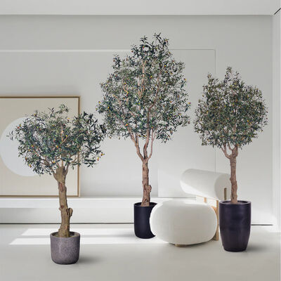 Premium Lifelike Olive Tree Artificial Plant - Focal Point Sizes 6.6FT/8.2FT/9.2FT, Real Touch Foliage for Luxury Villa & Restaurant Interior Design