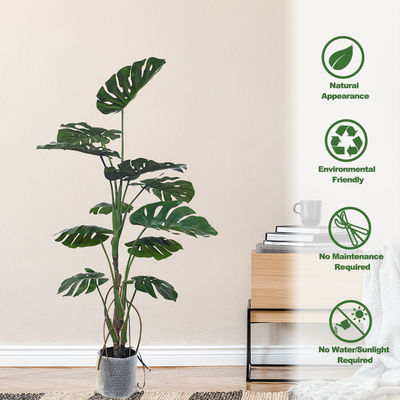 Plantas em pasta artificiais do assoalho da árvore falsificada de Monstera para a decoração da casa