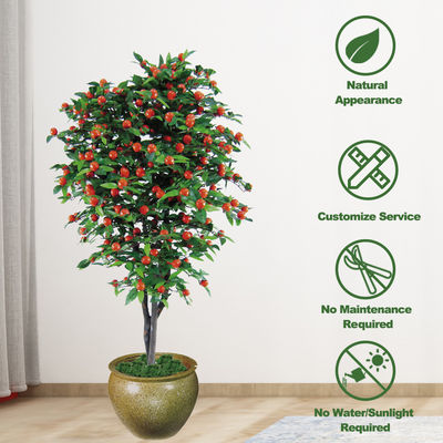 High Simulation Artificial Cherry Tree Red Fruits 160cm Custom Size Indoor Decor