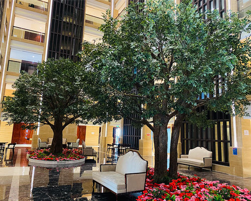 Árvore de Banyan Ficus Artificial Grande Personalizável de 3 a 4 metros com Copas Densas - Peça Central para Lobby para Espaços Comerciais
