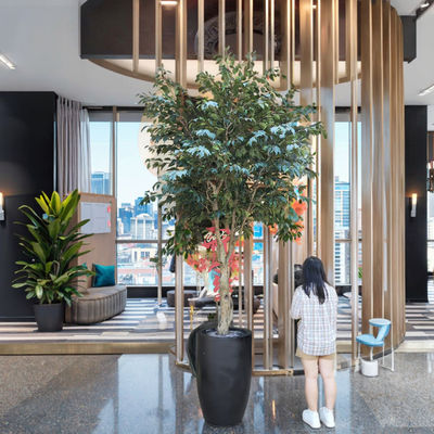 Planta de seda falsa de interior/exterior 2.8m 9.3ft Ficus Árvore artificial para casa, escritório, sala de estar e decoração de jardim
