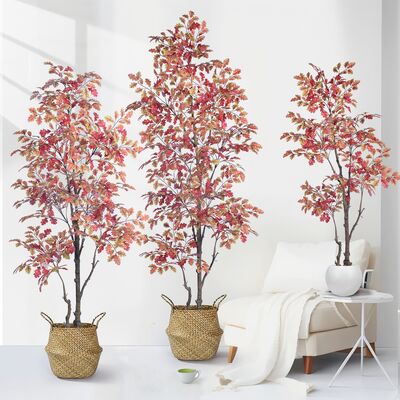 Árvore de Carvalho Artificial Comercial de Outono | 160cm 185cm 210cm Árvore com Folhagem de Outono para Ambiente de Hotel e Restaurante
