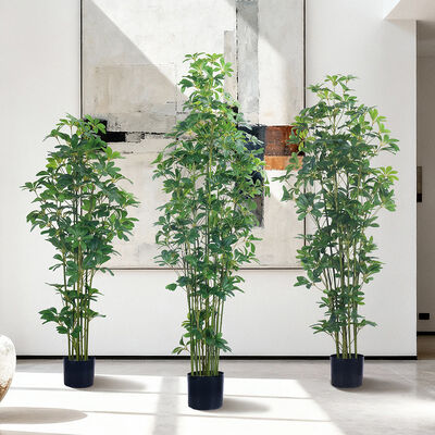 Planta Artificial Schefflera Multi-Tronco 120cm 150cm 180cm | Falso Arboricola para Decoração de Escritório e Casa