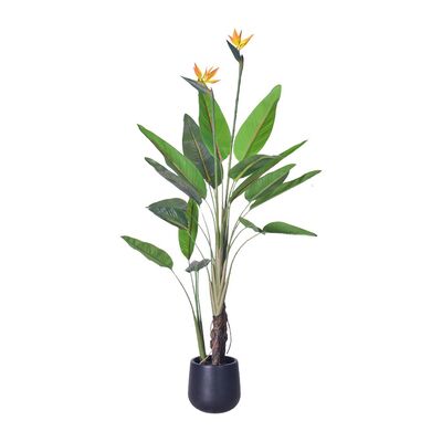 haihong Artificial plant Silk Bird of Paradise Tropical Palm Tree Potted Plant for Decor