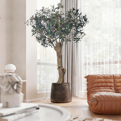 Premium Lifelike Olive Tree Plant Artificial - Focal Point Dimensões 6.6FT/8.2FT/9.2FT, Real Touch Folhagem para Luxury Villa & Restaurant Interior Design