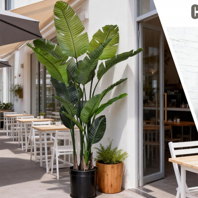 Folhas de toque real de alta qualidade Planta artificial Strelitzia Nicolai resistente ao fogo Falso pássaro do paraíso para interior e exterior