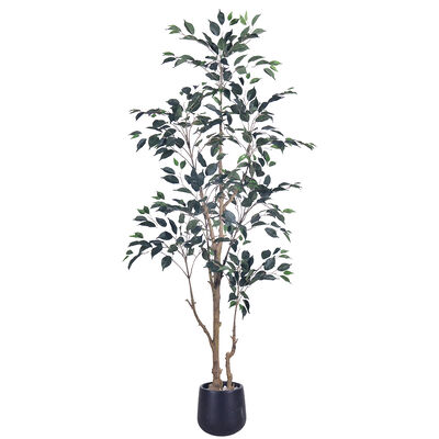 Plantas Artificiais com Proteção UV para Interior/Exterior, Árvore de Banyan de Alta Fidelidade em PE, Arte Decorativa com Folhas Altas e Baixas para Decoração de Páscoa