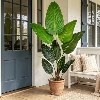 Gráfico de Plantas Artificiais Simulação Árvore de Banana de Viajante com Corteza Natural de Fibra de Palma