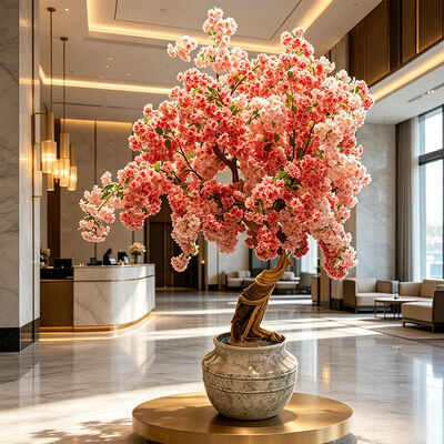 Árvore Artificial de Flor de Cerejeira com Tronco de Madeira Real e Flores de Seda Sakura para Decoração de Casamento Interna e Externa
